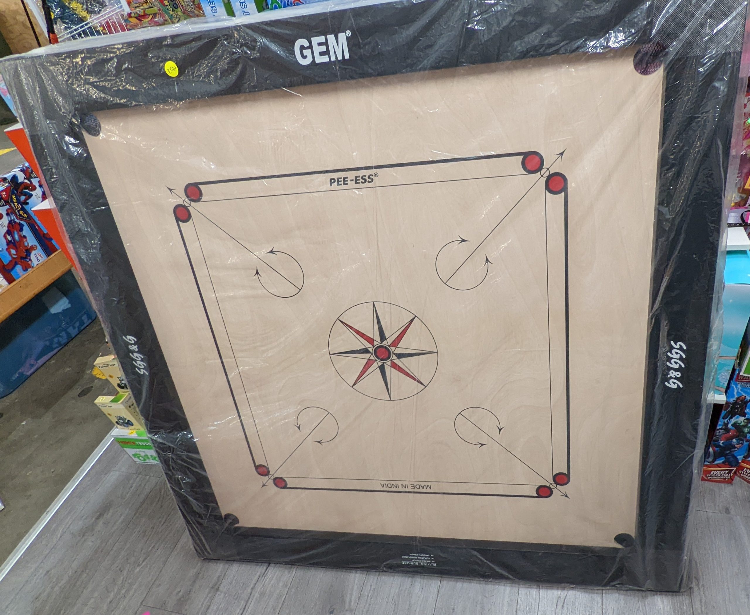 125x125 cm High Quality Carrom Board - Black painted borders - Games & Gifts